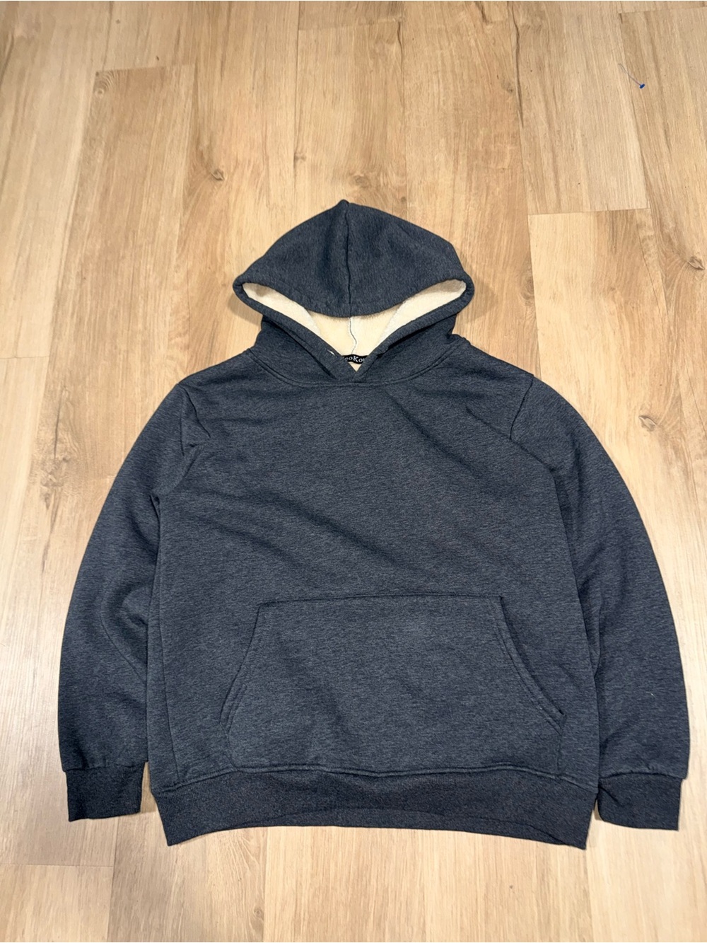 Men's Charcoal Sherpa-Lined Hooded Pullover Sweatshirt